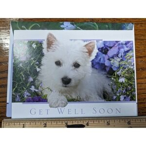 West Highland White Terrier Dog Westie Get Well Soon Puppy Floral Greeting Card